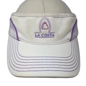 La Costa Strapback Sun Visor Cap White One Size Adjustable Embroidered Cotton LH